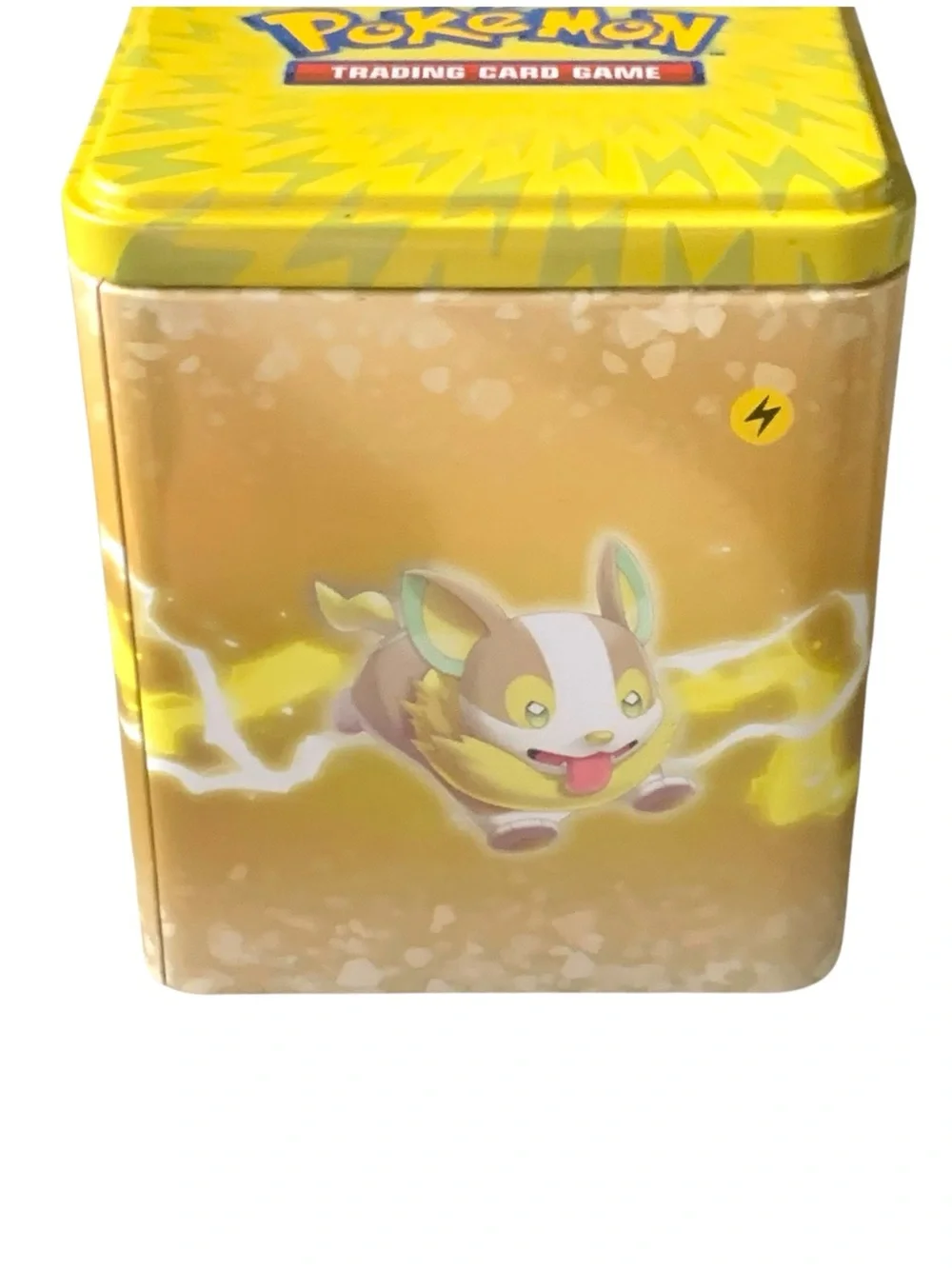Pokémon Electivire Stacking Tin with Assorted Yellow-Edged Trading Cards & coin.